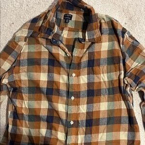 J. Crew Men's Checkered Shirt - Brown, Blue, and Cream